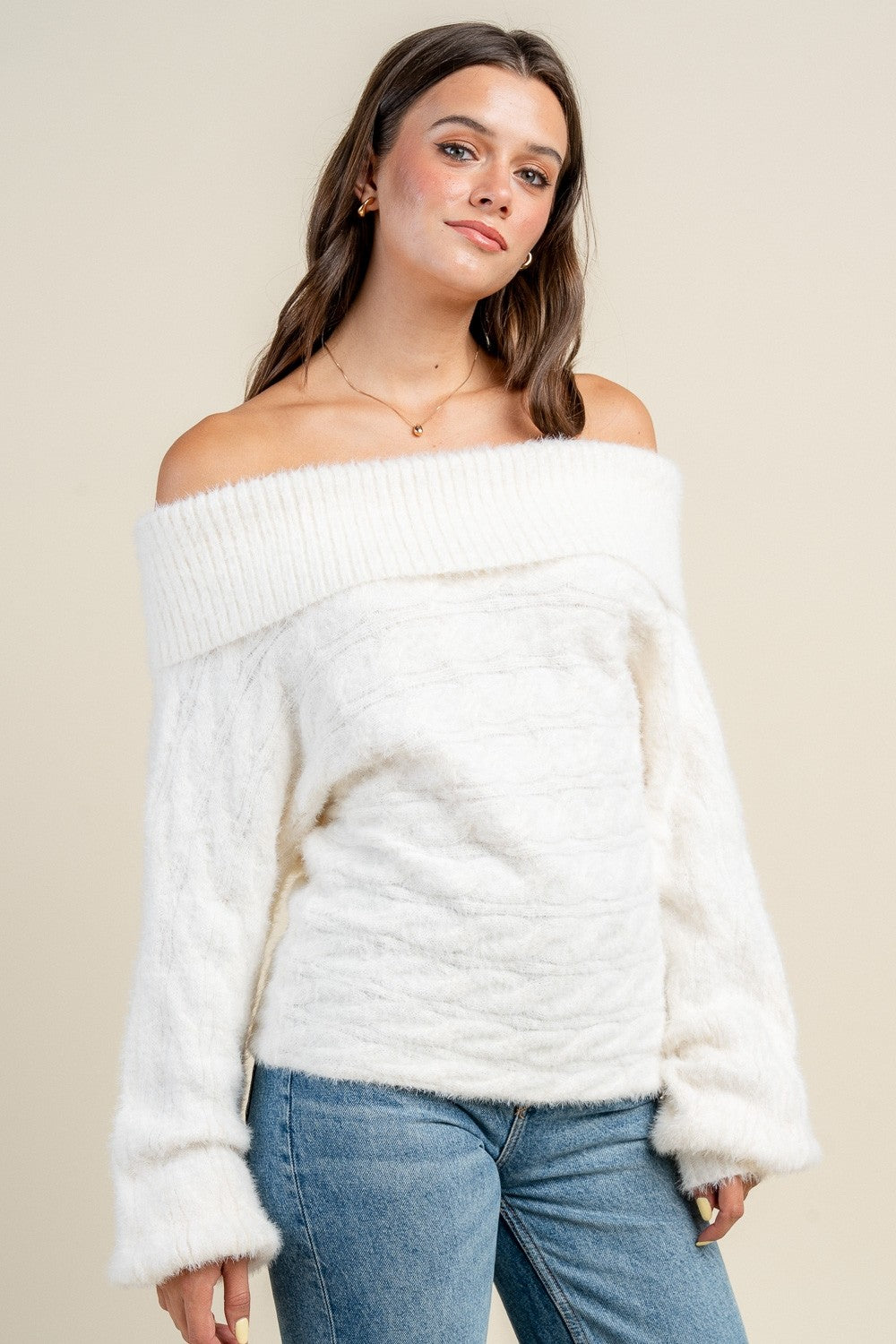 Off Shoulder Dolman Sleeve Sweater