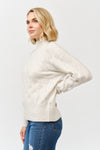 High Neck Cable Knit Long Sleeve Sweater