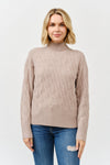 High Neck Cable Knit Long Sleeve Sweater