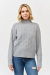 High Neck Cable Knit Long Sleeve Sweater