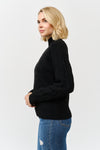 High Neck Cable Knit Long Sleeve Sweater