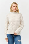 High Neck Cable Knit Long Sleeve Sweater