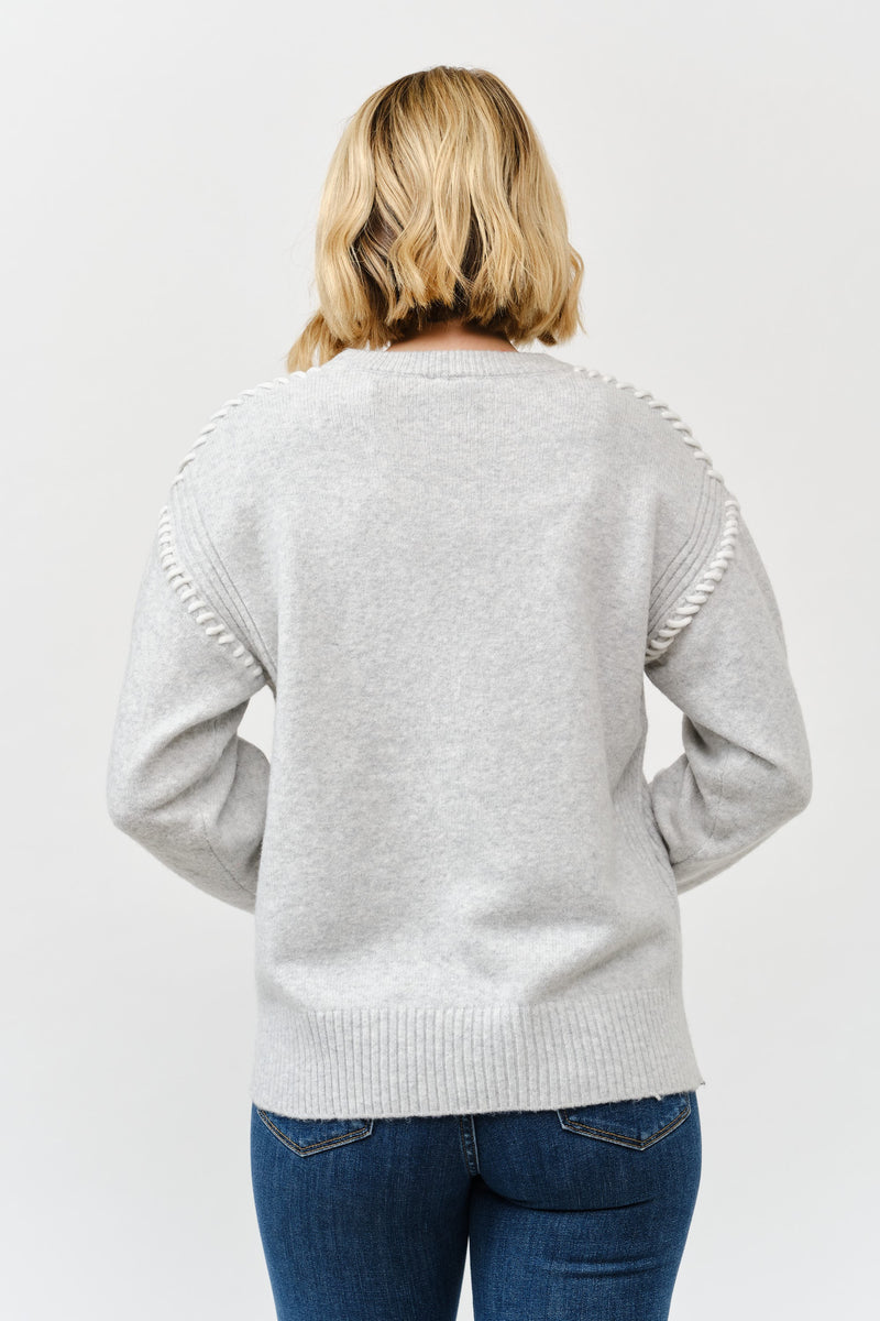 Elevated Stitch Detail Long Sleeve Sweater
