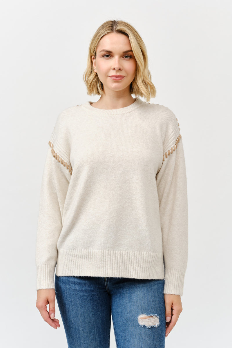 Elevated Stitch Detail Long Sleeve Sweater