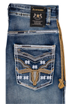 Longhorn Back Pocket Stitch Boot Cut Denim