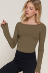 Boatneck Flare Long Sleeve Top