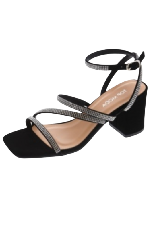 Strappy Short Chunky Crystal Heel