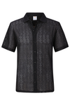 Geo Knit See Through Short Sleeve Button Up
