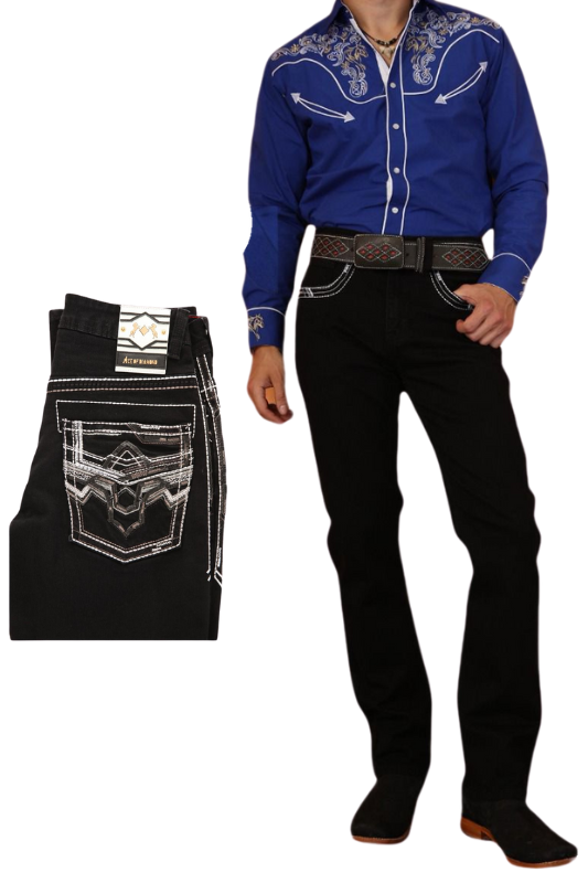 Tribal Stitch Pocket Denim