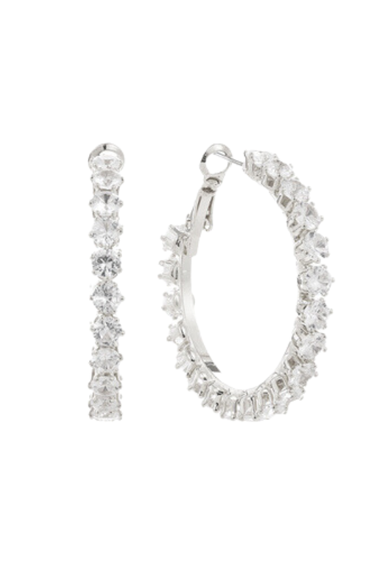 Crystal Cube Hoop Earring