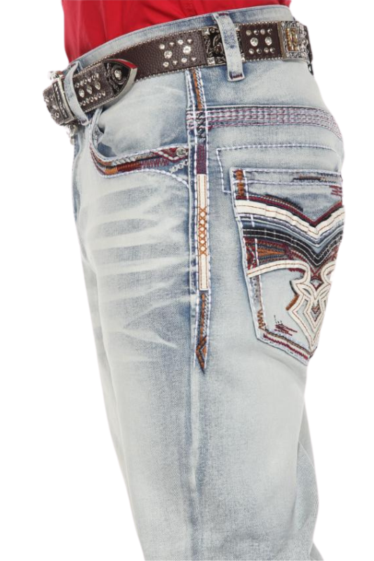 Pointed Arrow Stitch Pocket Denim