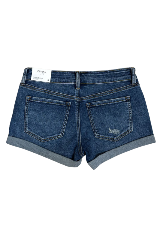 Mid Rise Destructed Relax Cuff Short