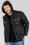 Pleather Moto Jacket w/Removable Hood