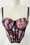 Floral Contrast Boning Corset Top