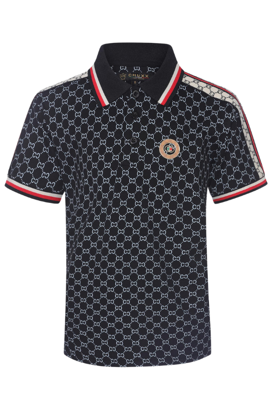 Stripe Trim All Over CC Medallion Polo