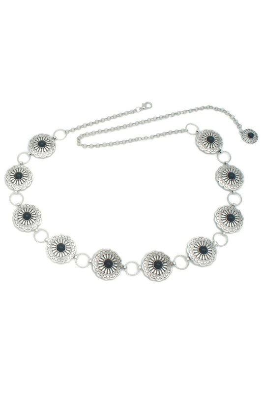 Small Scallop Circle with Stone Chain Belt