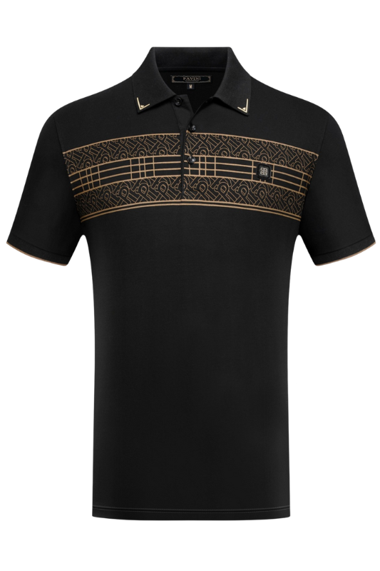 Collar Points Chest Printed Polo