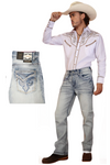 Fleur De Lis Stitch Pocket Denim
