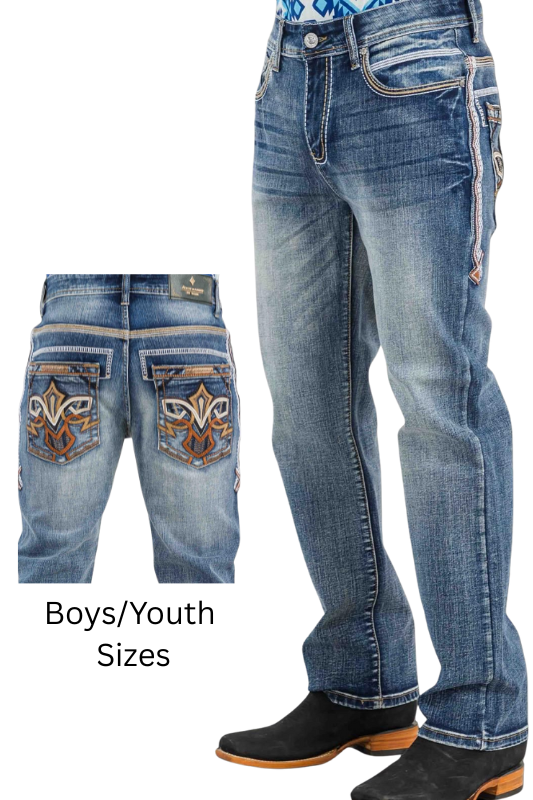 Leather + Stitch Pocket Kids Jeans