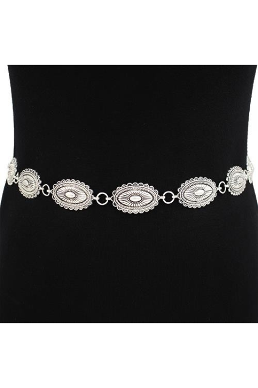 Oval All Metal Western Chain Belt