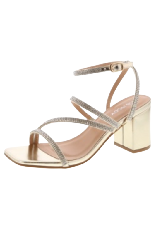 Strappy Short Chunky Crystal Heel