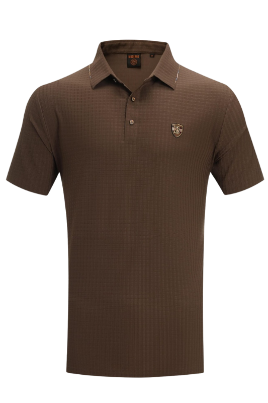 Textured Plaid B Shield Polo