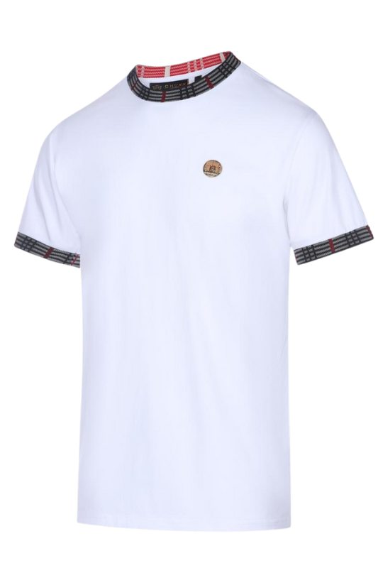 B Patch Plaid Trim Tee