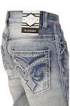 Fleur De Lis Stitch Pocket Denim