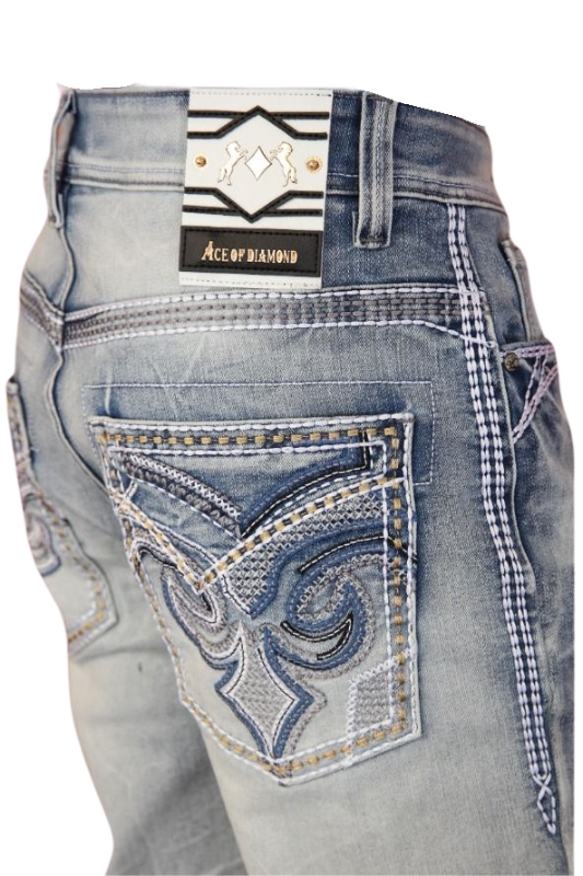 Fleur De Lis Stitch Pocket Denim
