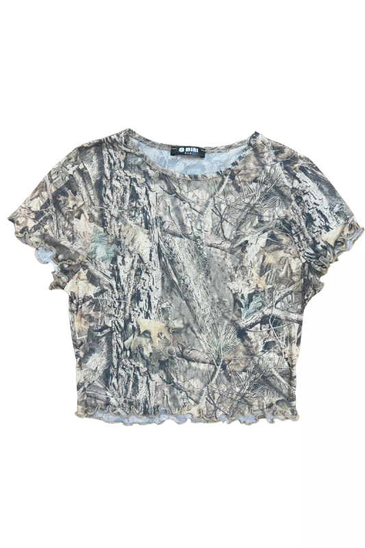 Mesh Camo Lettuce Hem Tee