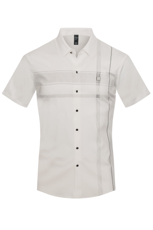Crystal "B" Striped Button Up Top