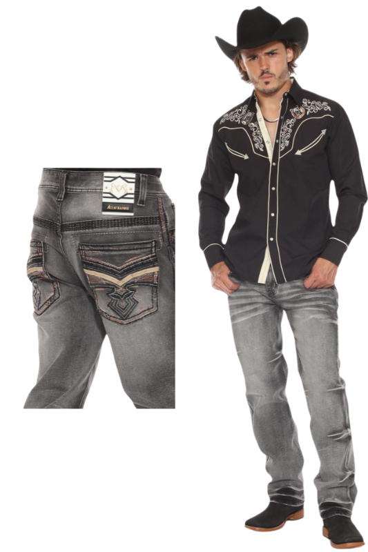Pointed Arrow Stitch Pocket Denim