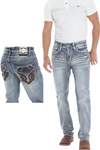 Pointed Down Arrow Detail Bootcut Denim