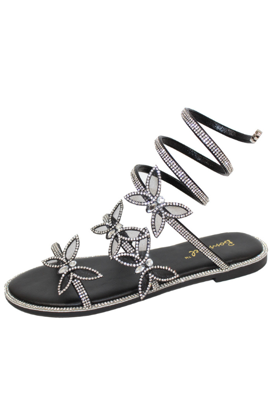 TAKA-16 Crystal Wrap  Butterfly Flat Sandal