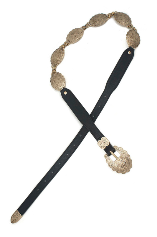 Leather & Chain Mixed Western Belt