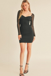 Mesh Contrast L/S Knit Mini Dress