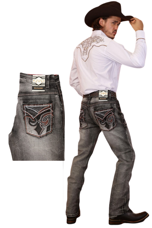 Fleur De Lis Stitch Pocket Denim