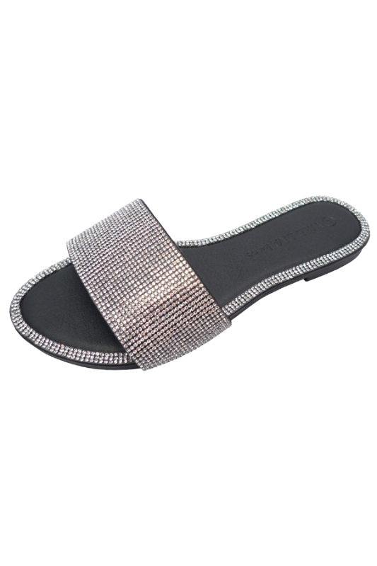 Crystal Single Band Flat Sandal