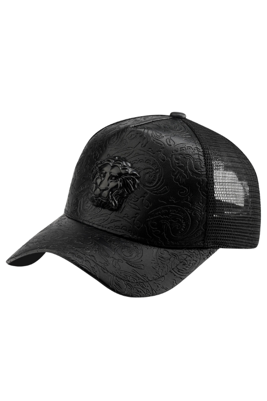 3D Lion Embossed Fashion Cap Black