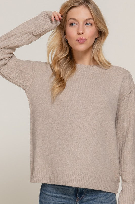 Relaxed Mock Neck Long Sleeve Sweater