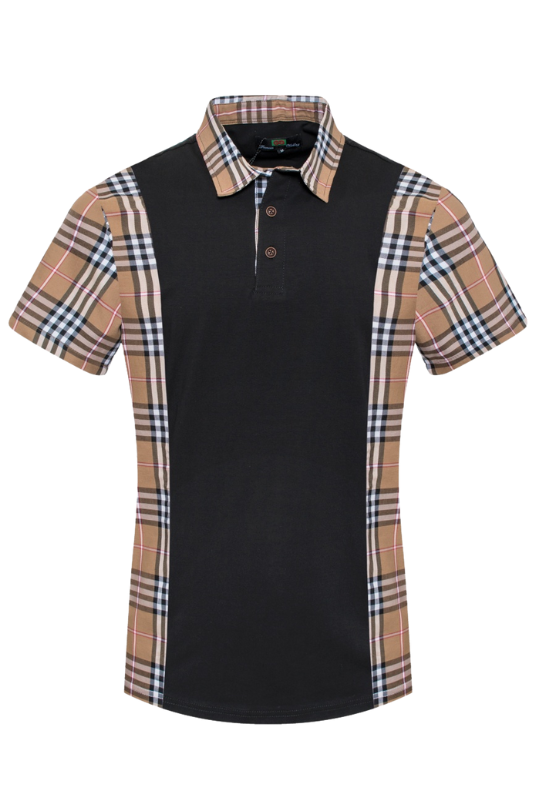 Designer Plaid Trimmed Polo
