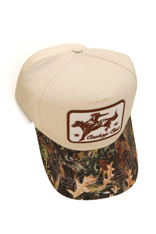 Cowboy Club Hat Ivory and Hunter Camo