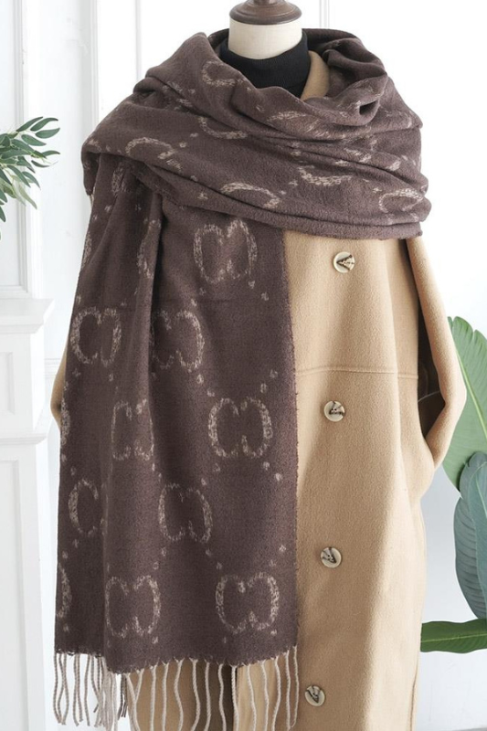 'CC' Logo Winter Scarf Brown