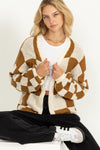 Checker Pattern Relaxed Cardigan
