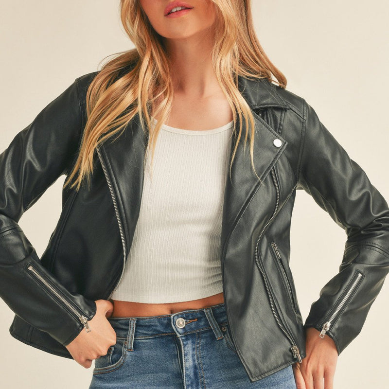 PU Moto Biker Jacket