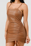 Faux Leather Cinch Side Cami Dress