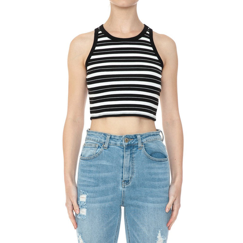 2 for $16: Stripe Ribbed Crop Tank Top