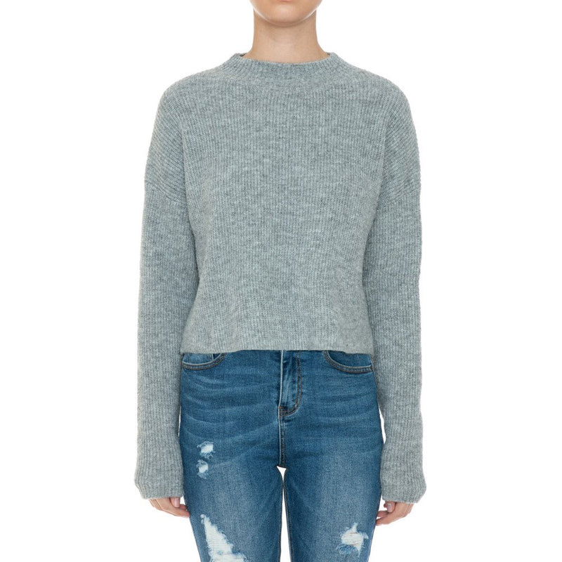 Knit Long Sleeve Crop Mock Neck Sweater