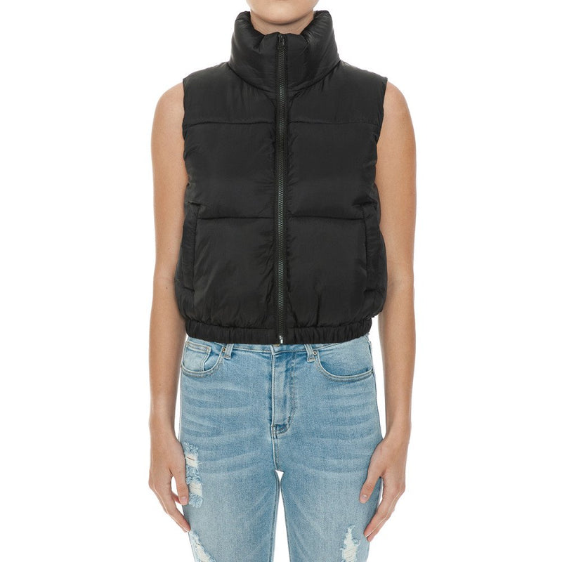 Solid High Neck Puffer Vest