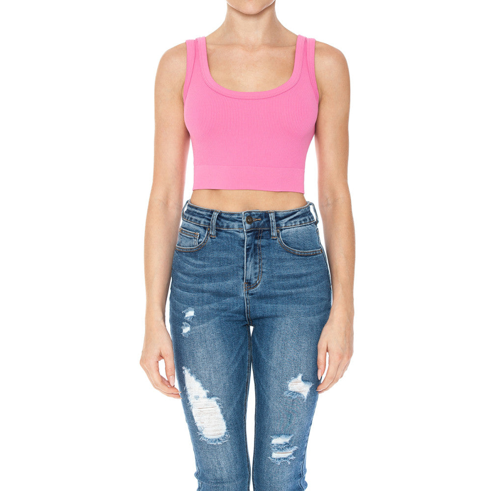 2 for $16: Scoop Ribbed Neck Crop Tank Top